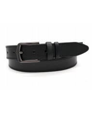 Leather men's belt with striped ornament