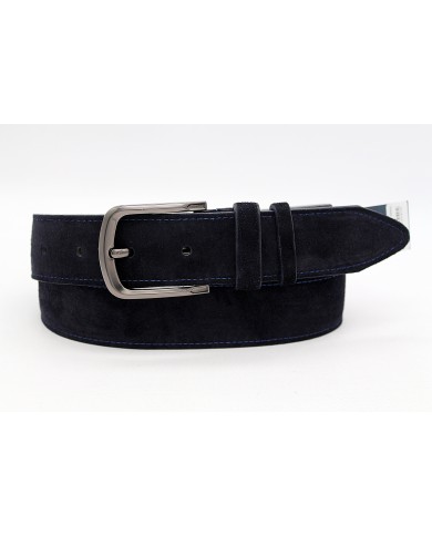 Men's suede belt with metal buckle